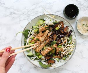 Japanse salade aubergine tofu