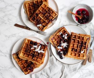 yoghurt wafels met blauwe bessen